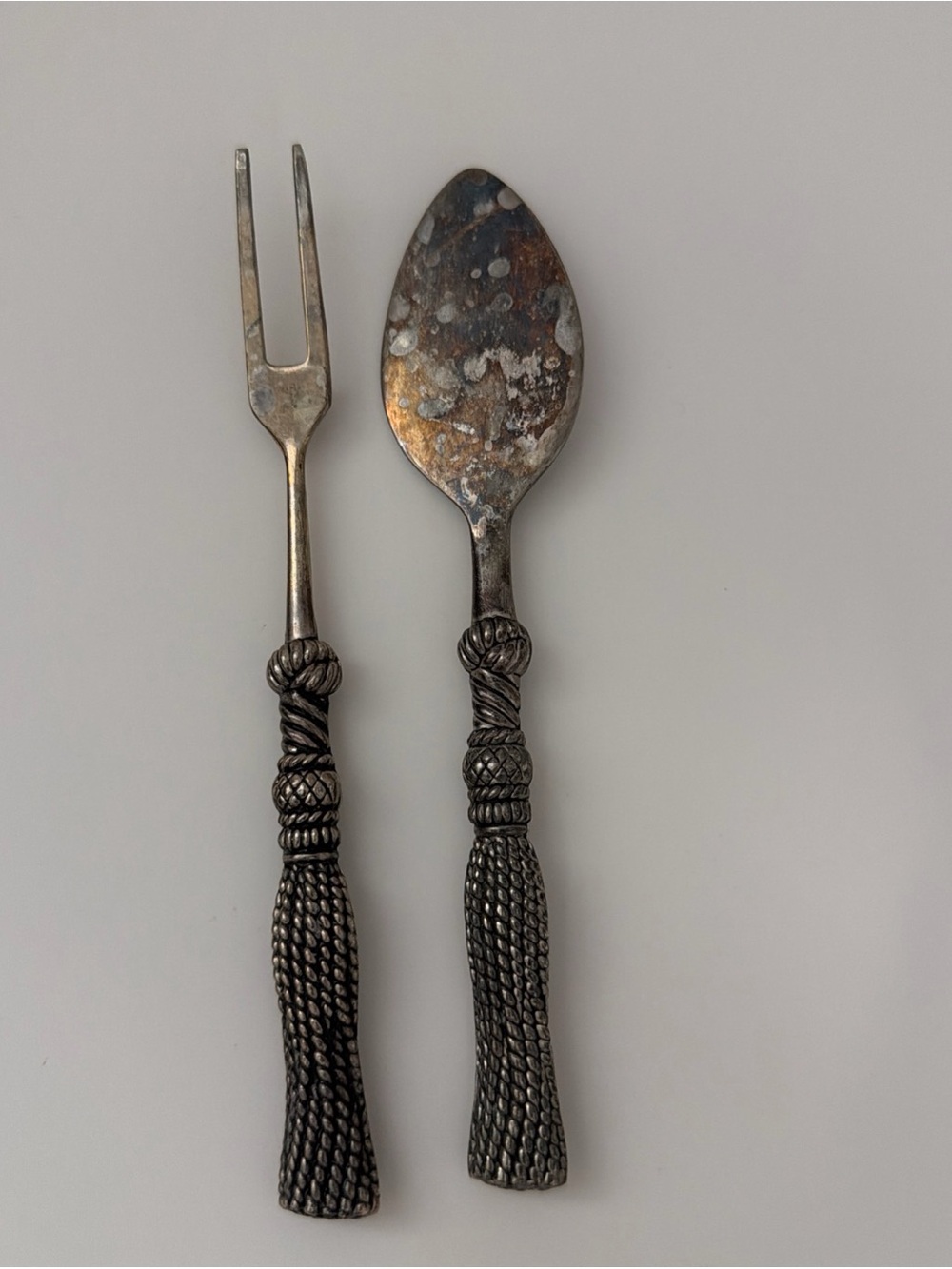 Silea Silver Plated Rope & Tassel Pattern Cheese Knife & Fork